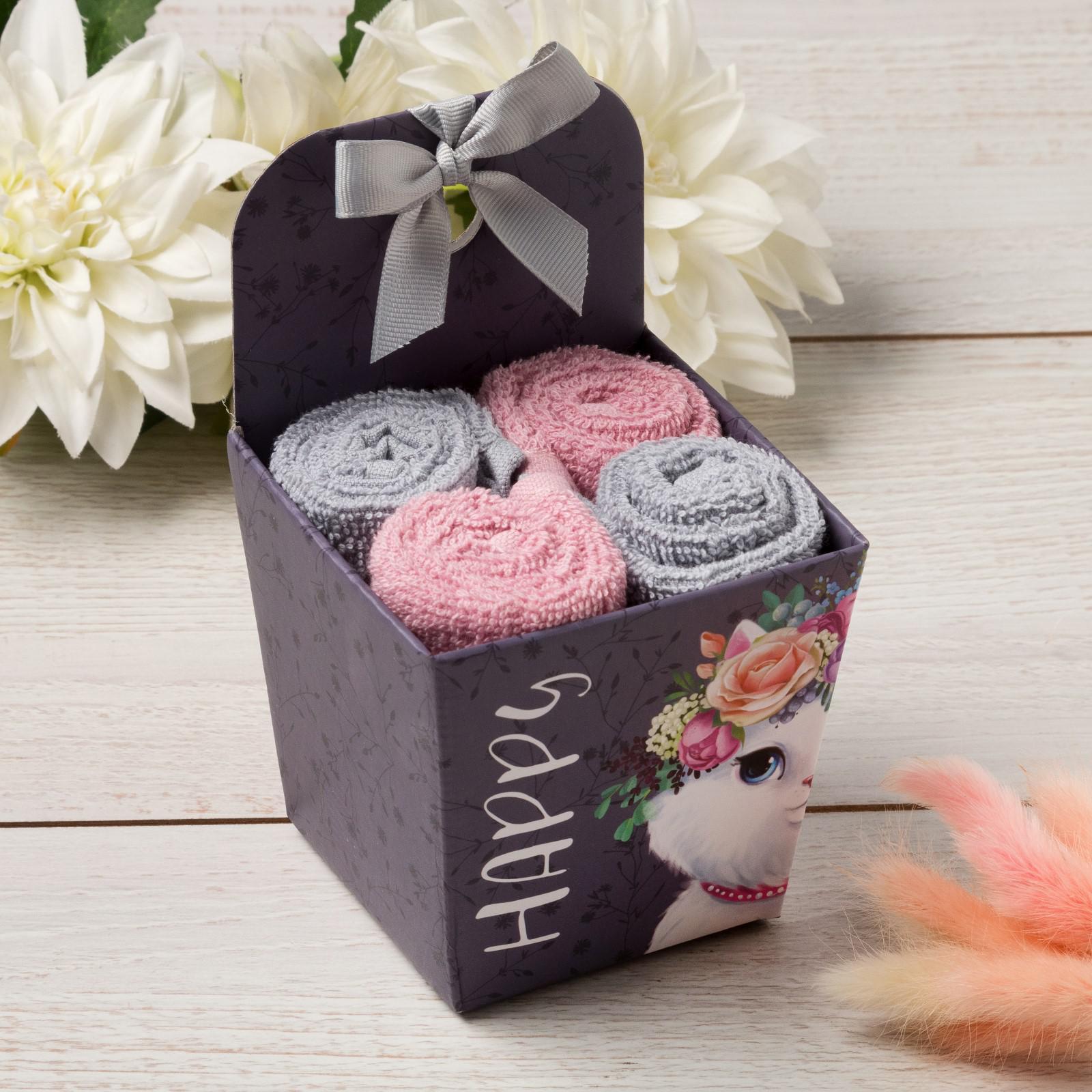 Салфетки махровые Этель Хэппи 4шт 30×30см, хлопок арт.5516721 по цене 