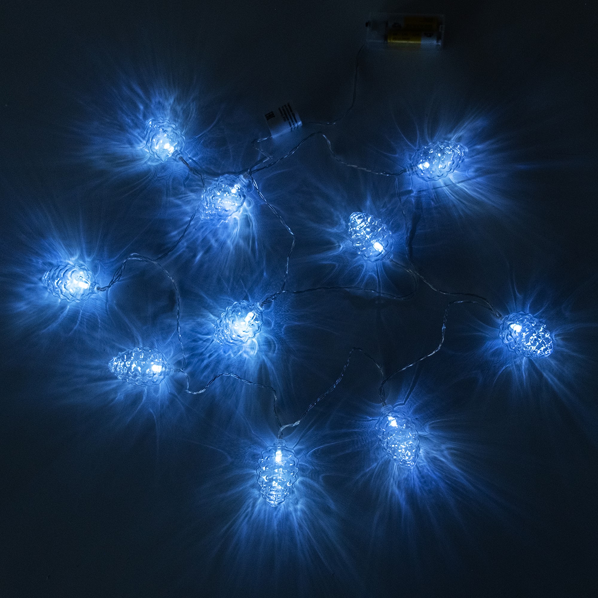 Электрогирлянда Нить Шишки 10LED холодный белый, работает от батареек по цене 