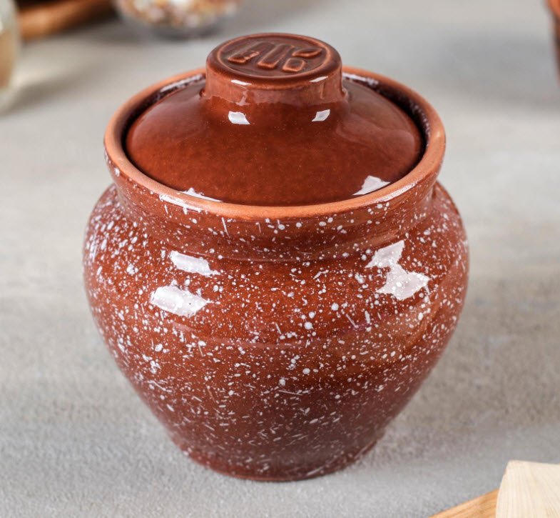 Горшочек для запекания Мрамор коричневый 0,6л, глина арт.2434443 по цене 