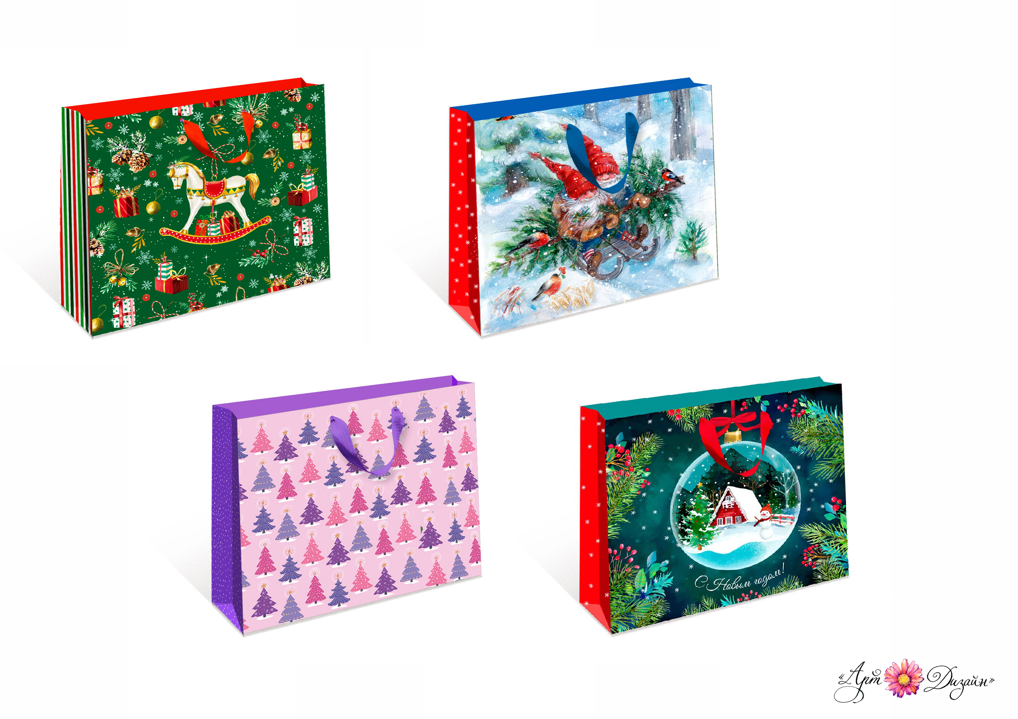 Сумка СВ бумажная стандарт плюс Новый год 23х17х9,8см, в ассорт. по цене 