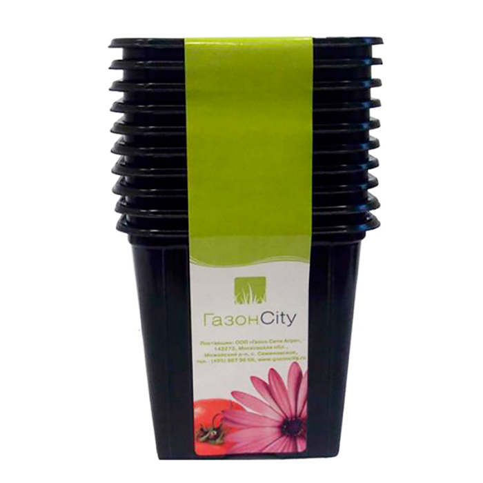 Горшок кв. 9х9х9,5 см, 0,52л, черный, 10шт по цене 