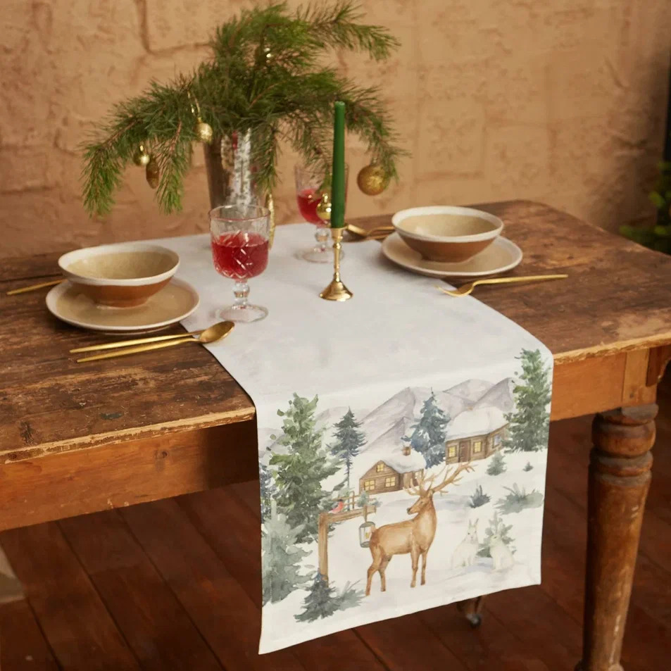 Дорожка на стол Этель Лесные животные 40х147см, хлопок арт.7346929 по цене 