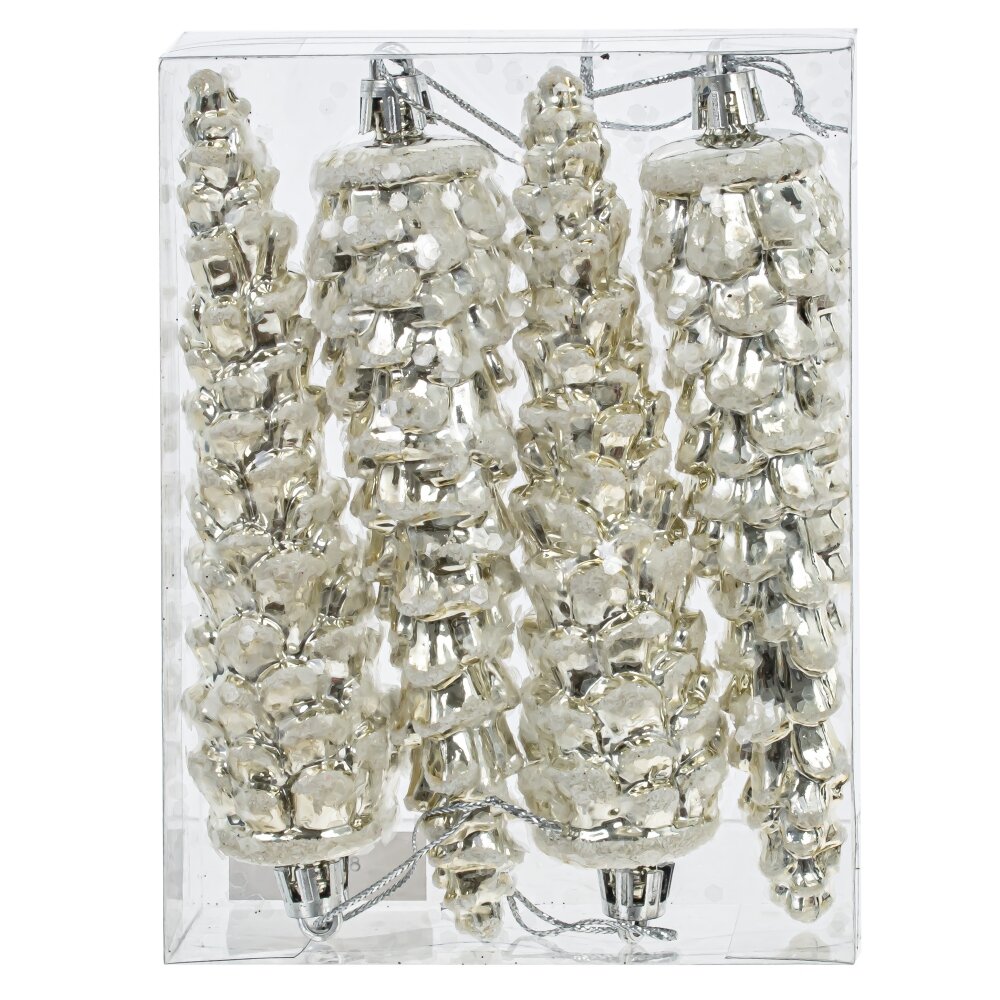 Украшение новогоднее Шишка набор из 4-х шт 10,5х3,5х14см арт.807901 по цене 