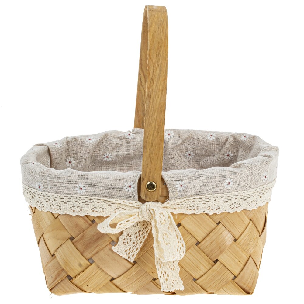 Корзина с вкладышем хлопок белый 26х20х14см дерево арт.785615 по цене 