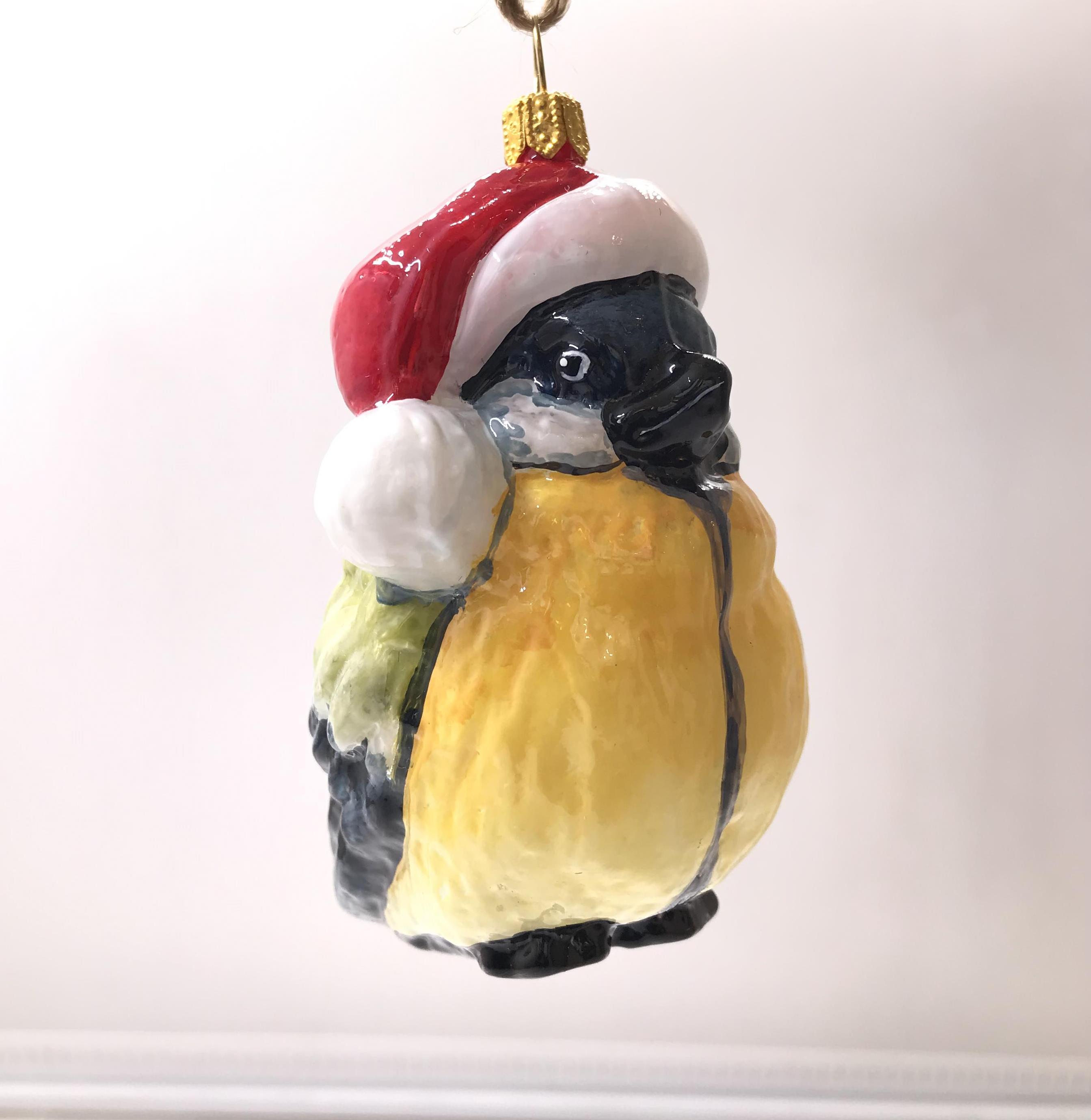 Игрушка елочная Синица в новогодней шапке, стекло арт.4861K00 по цене 