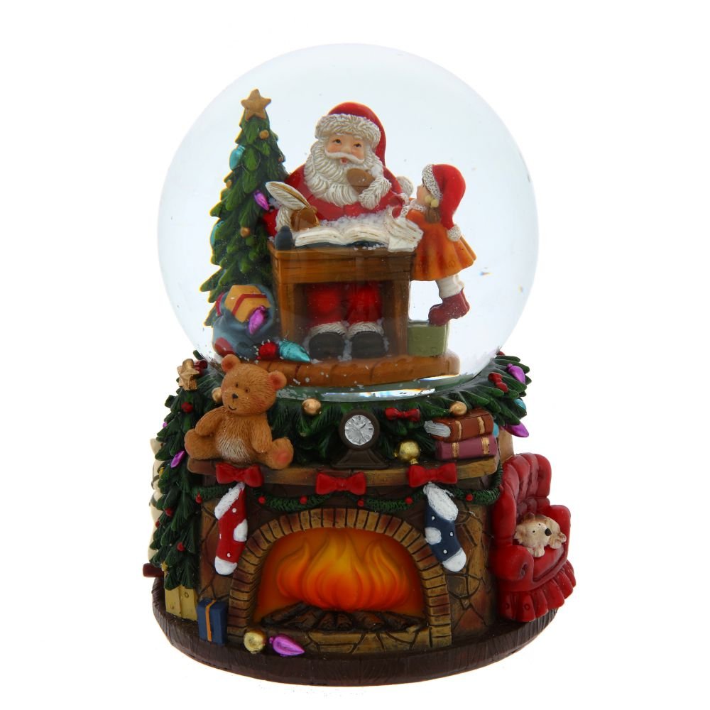 Фигурка декоративная в стеклянном шаре с музыкой и эффектом вьюги Дед Мороз 10см по цене 