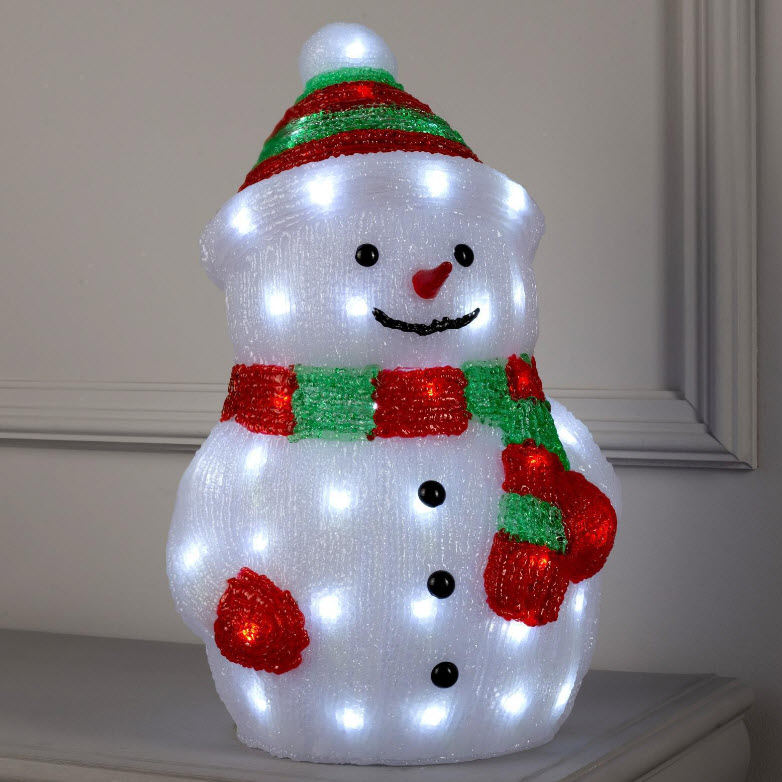 Фигура светодиодная Снеговик большой 25×44×20см, акрил 40 LED, белый арт.5037533 по цене 