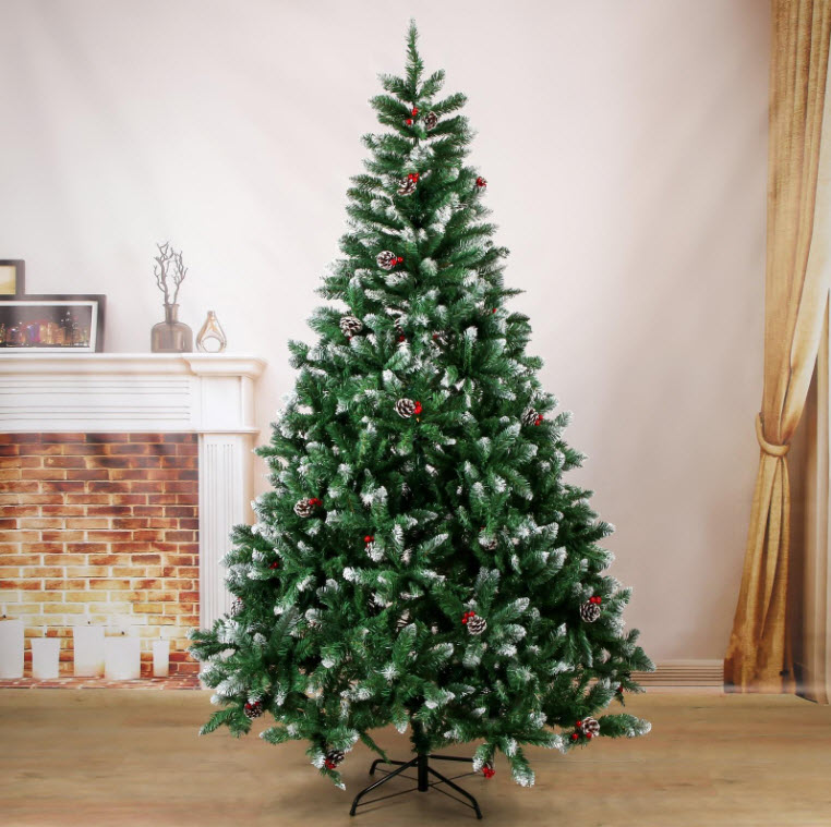 Елка искусственная Иней с ягодками металл подставка 210см арт.540648 по цене 