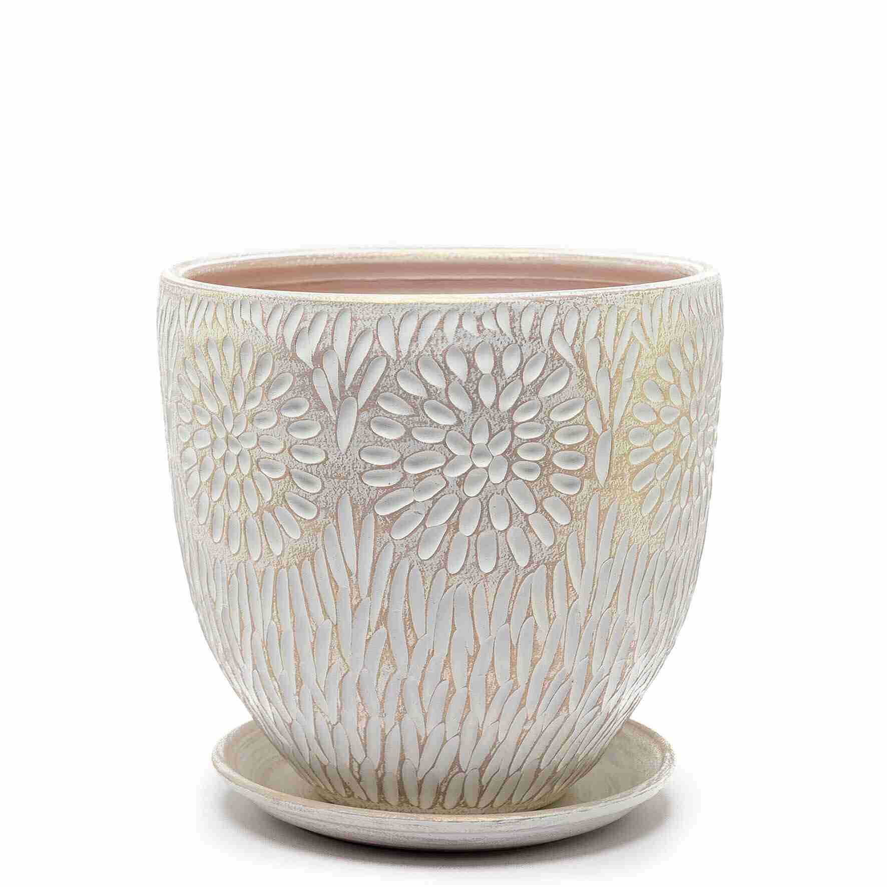 Горшок бутон Астра 20х20см 4л керамика, белый жемчуг арт.575633 по цене 