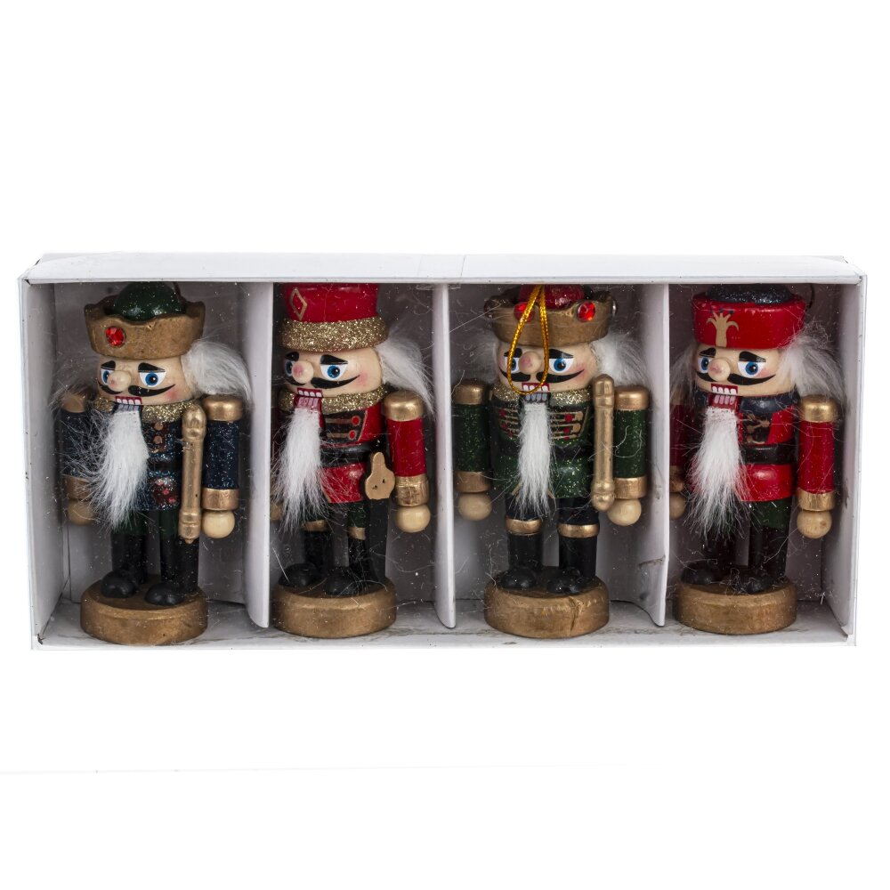 Изделие декоративное подвесное Щелкунчик набор из 4-х шт 6х4х10,5см дерево, текстильные материалы ар по цене 