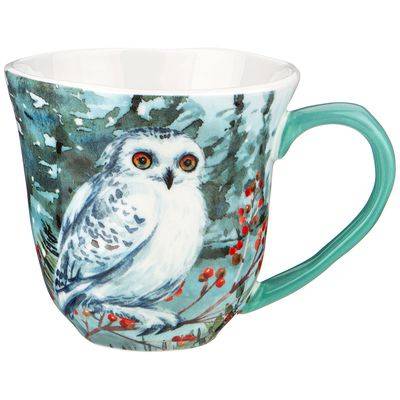 Кружка Лефард Сова белая фарфор голубой 450мл по цене 