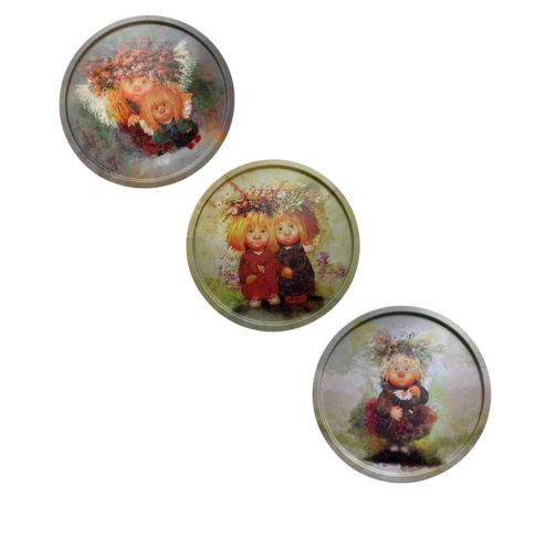 Набор тарелок декоративных Ангелы полевых цветов 3шт 20х0,4см, металл арт.TS054 по цене 