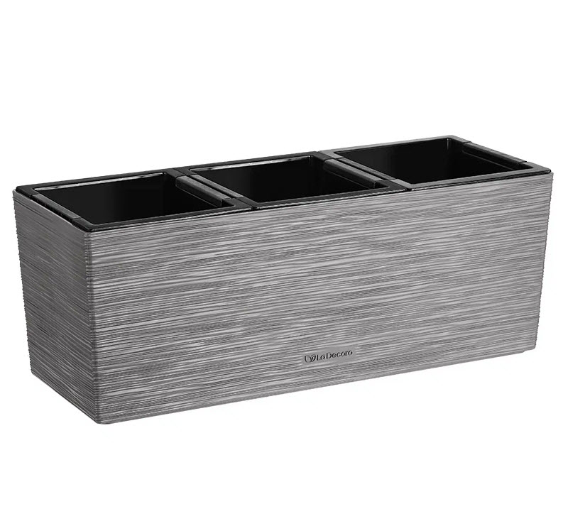 Кашпо балконное трио Ла Декоро 50см 3х2,7л серый жемчуг, пластик арт.КШ-2355 по цене 