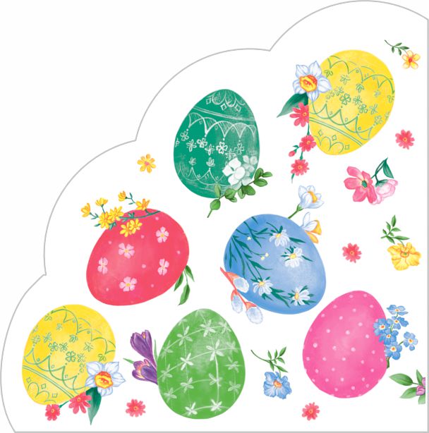 Салфетки бумажные Акварельные яйца 32см 3-х слойные 12л арт.37559 по цене 