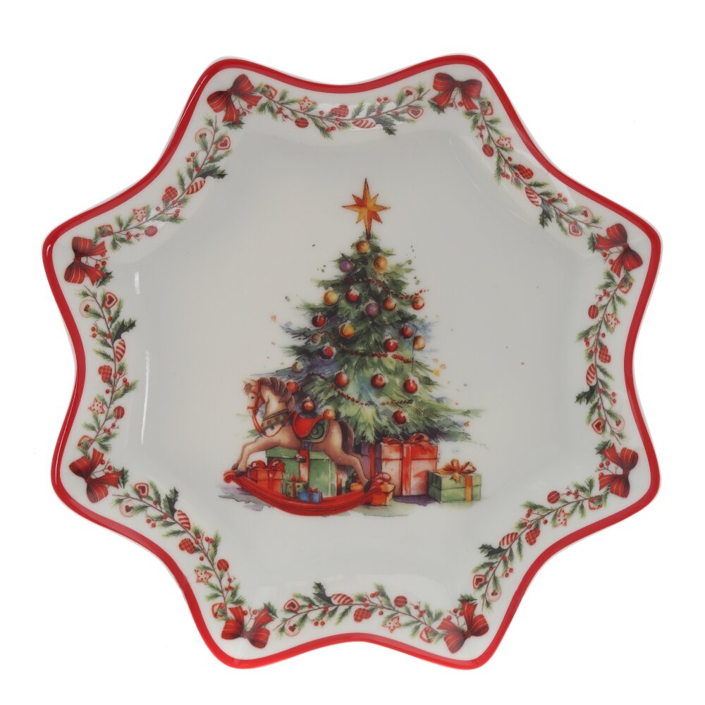 Блюдо Елочка с лошадкой-качалкой 18см, фарфор арт.826295 по цене 