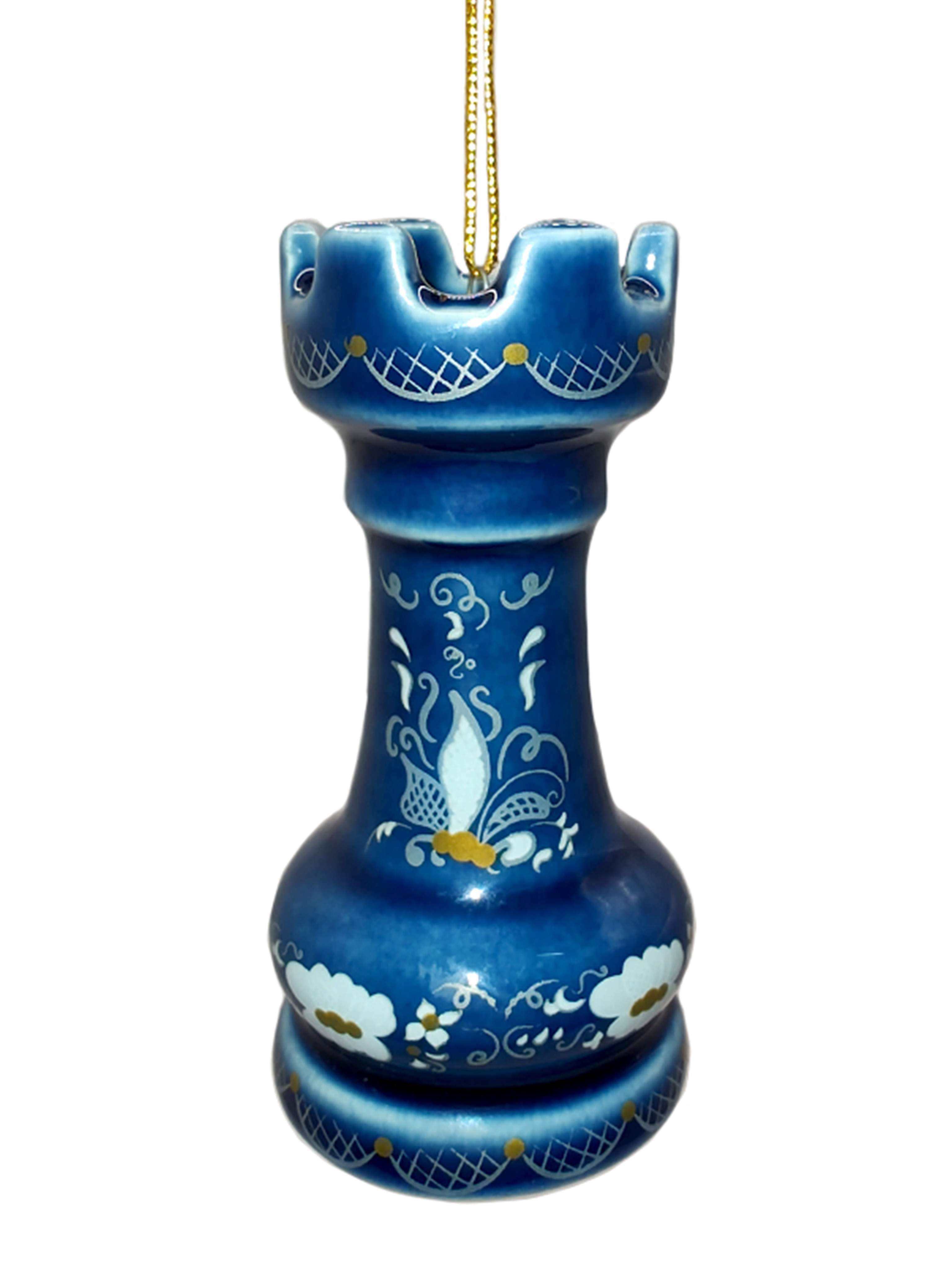 Украшение новогоднее подвесное Шахматная фигура 4х8,2х4см, фарфор арт.92742 по цене 