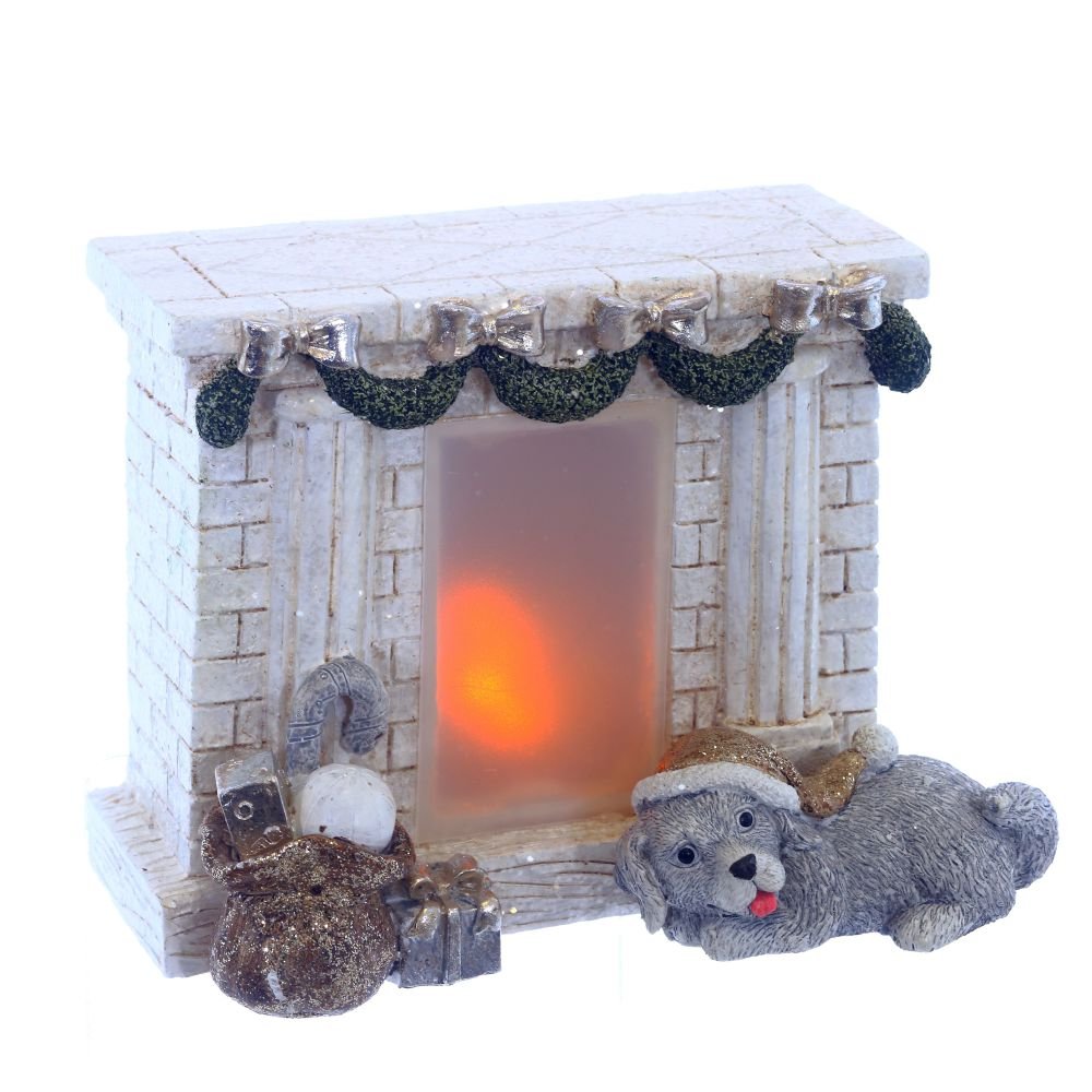 Фигурка декоративная Камин с подсветкой 18х10,5х14см по цене 