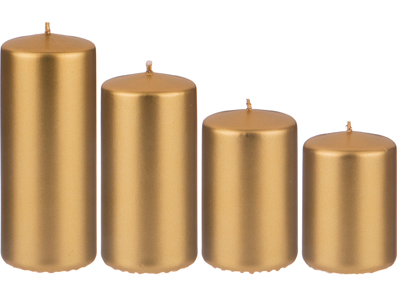 Набор свечей 4шт 7/8/10/12х12,5см золотой металлик парафин арт.348-449 по цене 