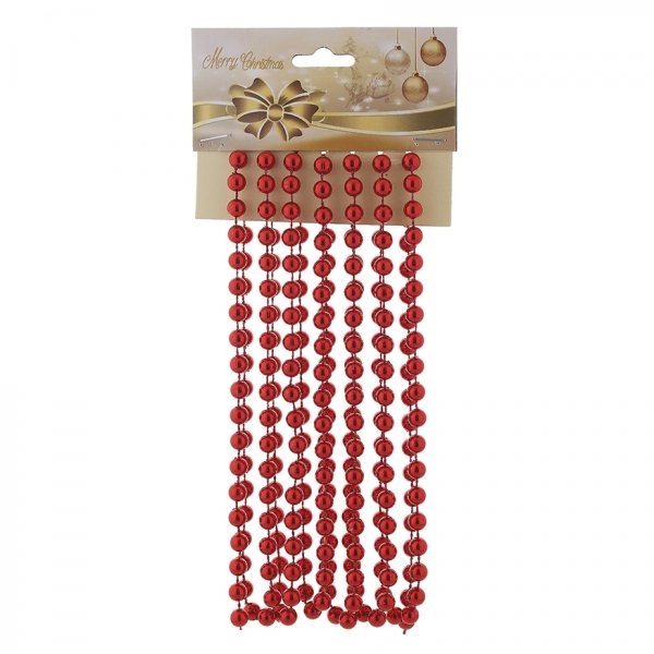 Украшение новогоднее Бусы красный 8мм, 2,7м, 2в. по цене 