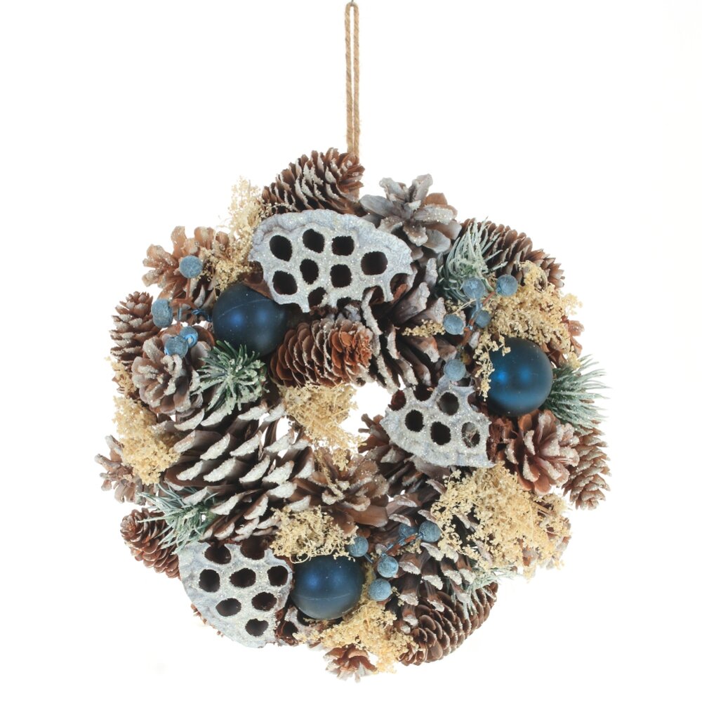 Изделие декоративное Венок шишки золотой 26х8х26см по цене 