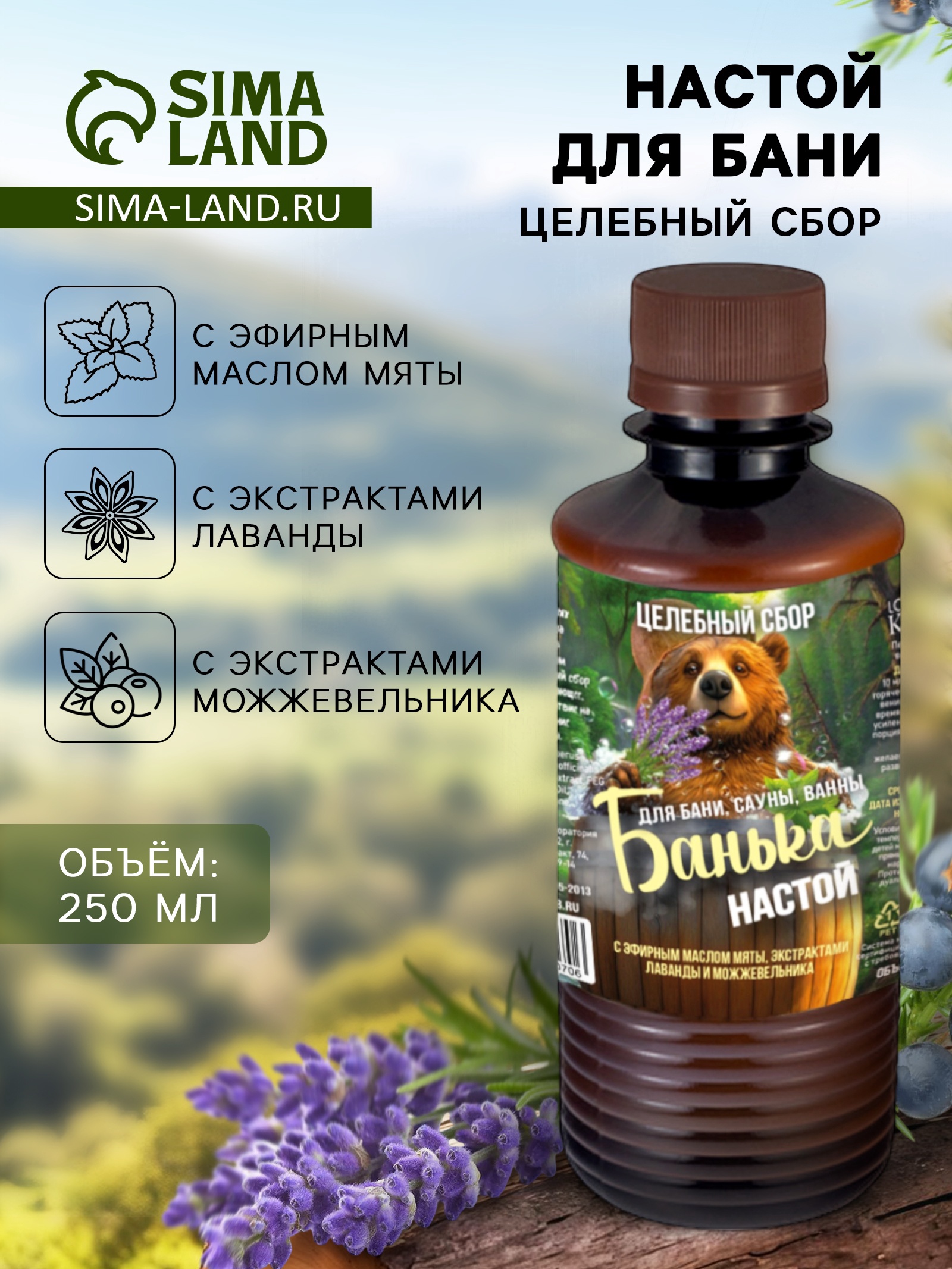 Настой для бани целебный Лаборатория Катрин с эфирным маслом мяты 250мл 794545 по цене 