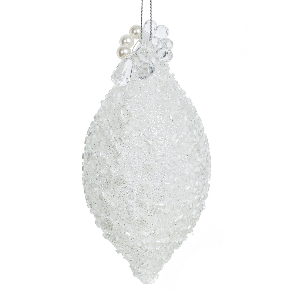 Украшение новогоднее Шар белый пушистый 7х7х15см по цене 