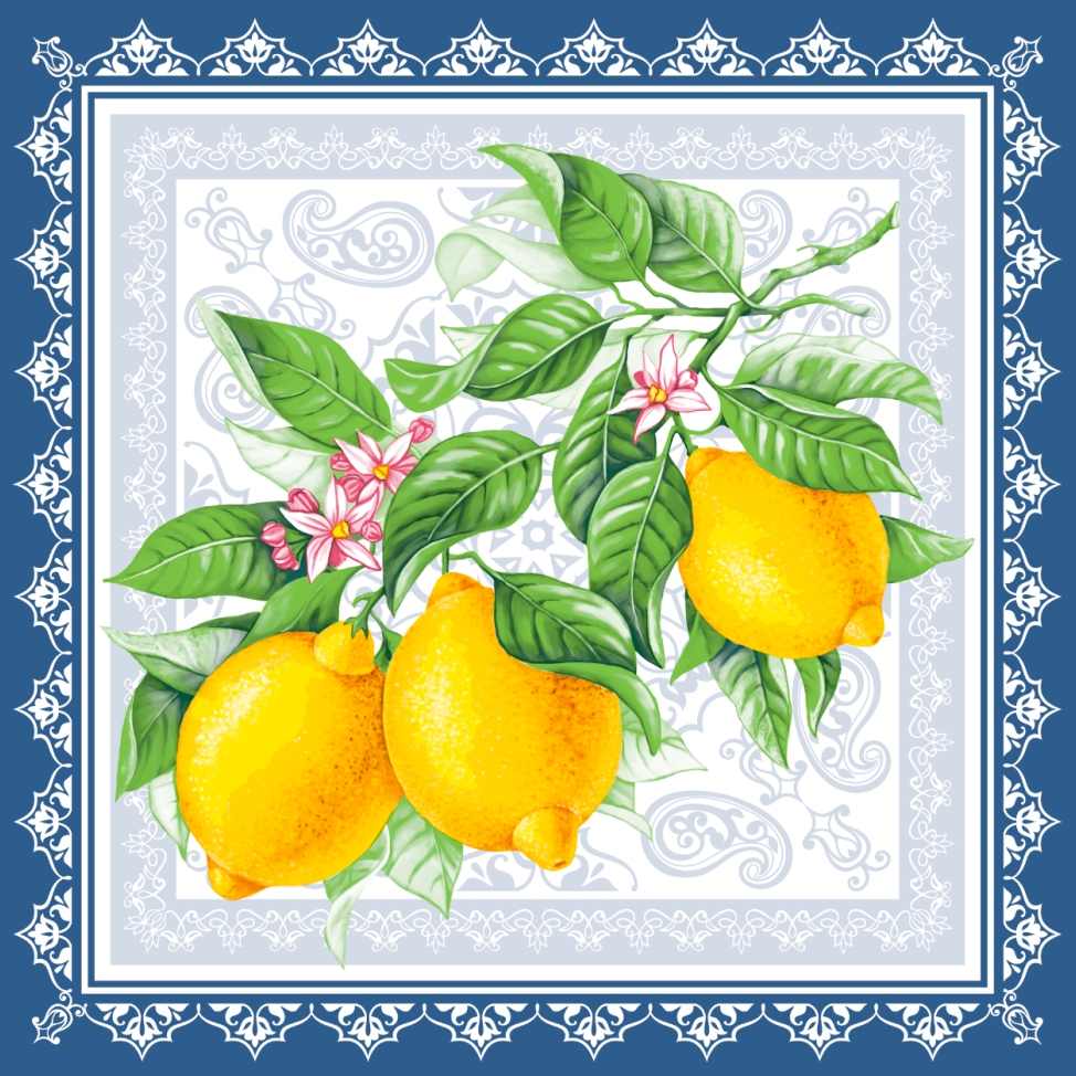 Салфетки бумажные Лимон 33х33см 3-х слойные 20л арт.42320 по цене 