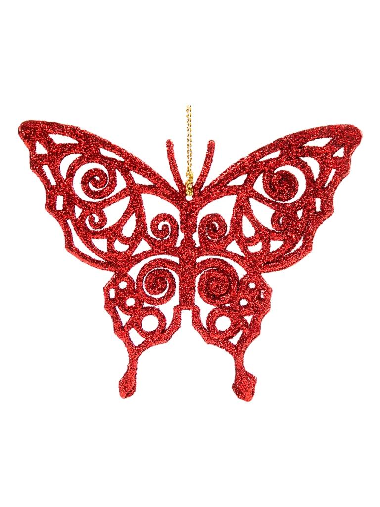 Украшение новогоднее Бабочка красная 11x8,5x0,2см арт.77898 по цене 