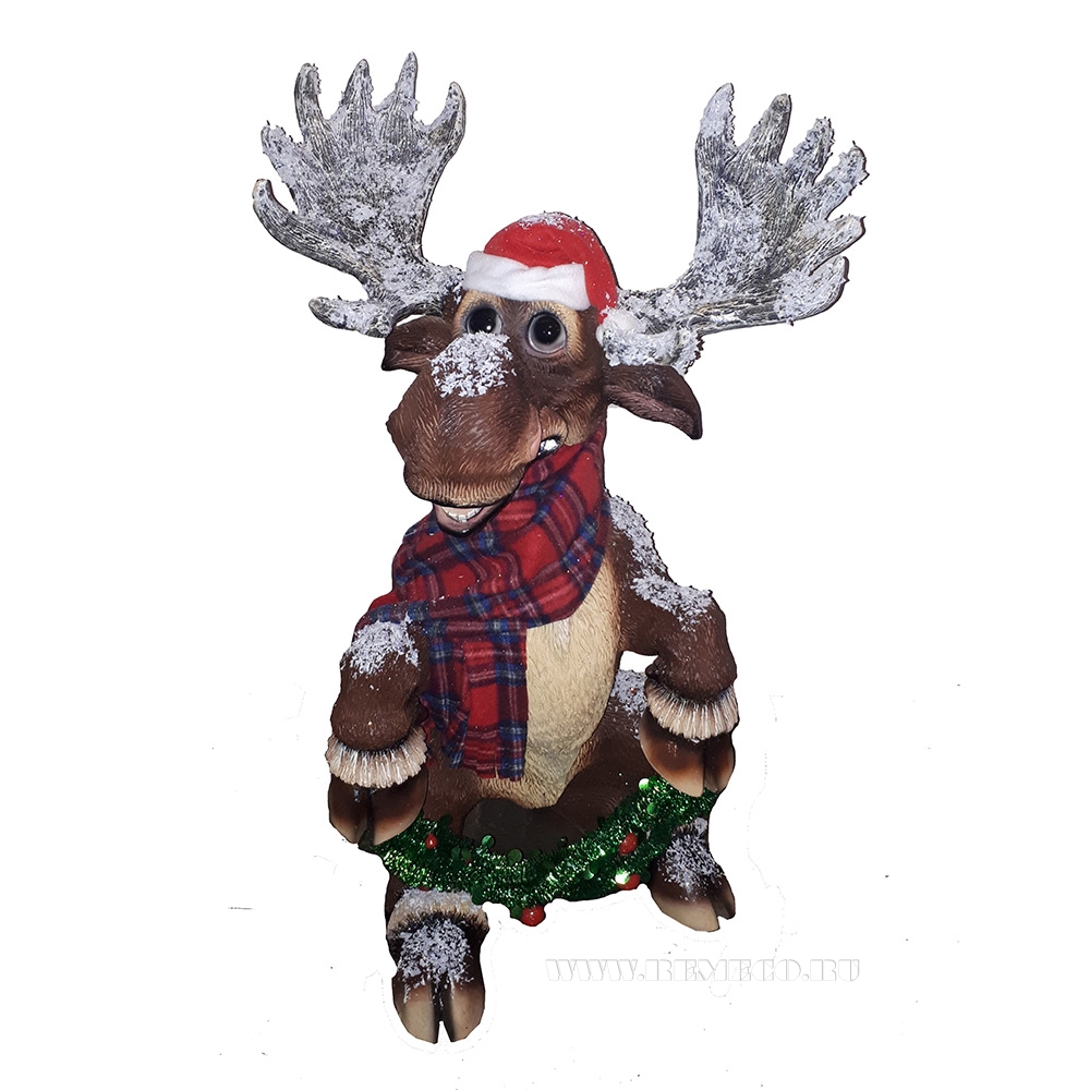 Фигура декоративная садовая Лось новогодний в шарфе, полистоун 55х42х80см по цене 