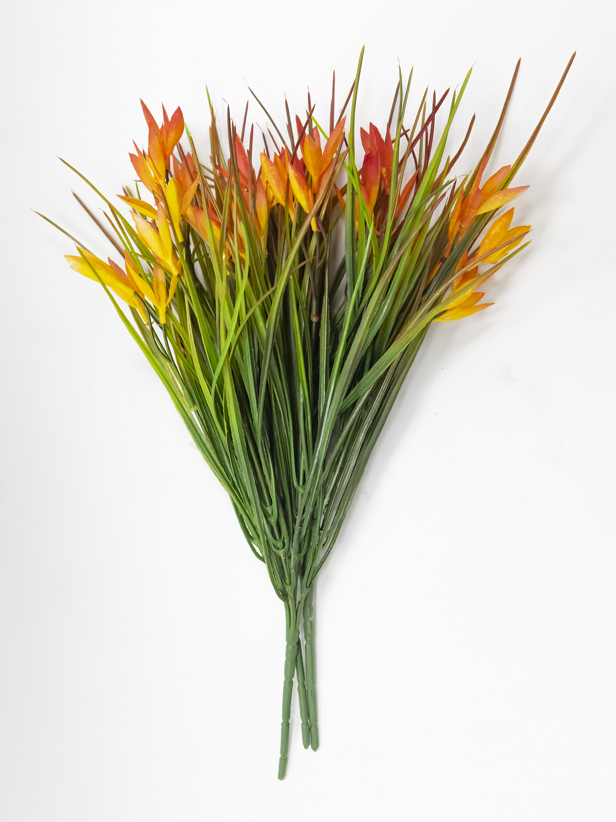 Цветок искусственный Зелень с цветами на вставке оранжевый 34см арт.FA-0187H/OR по цене 