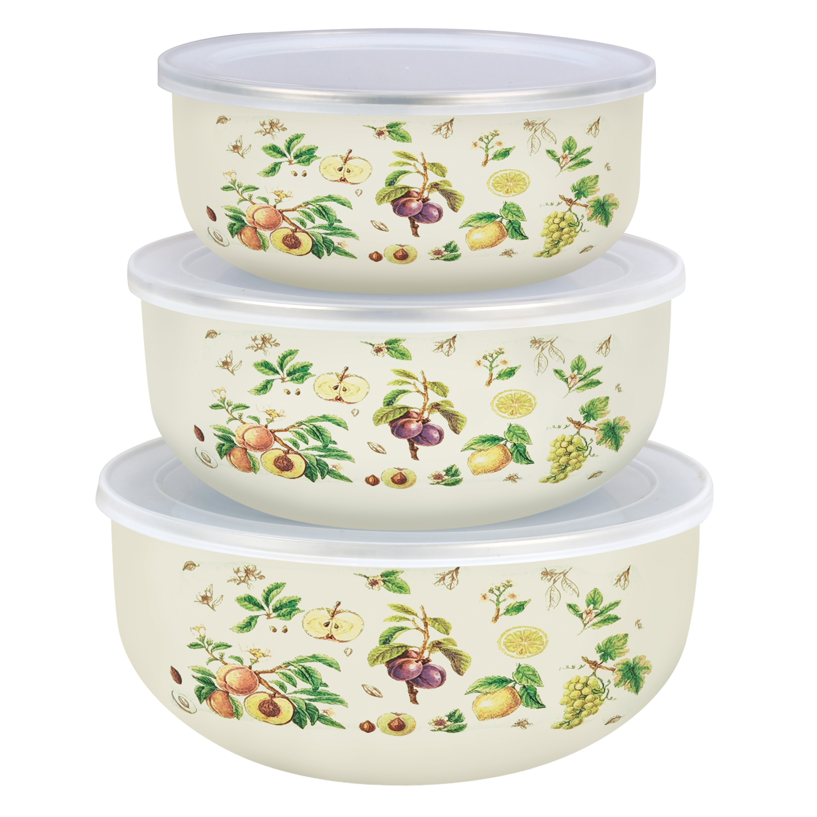 Набор мисок эмал Фруктовый сад ТМ Аппетит 3пр пласт/кр арт.BW01-FG по цене 
