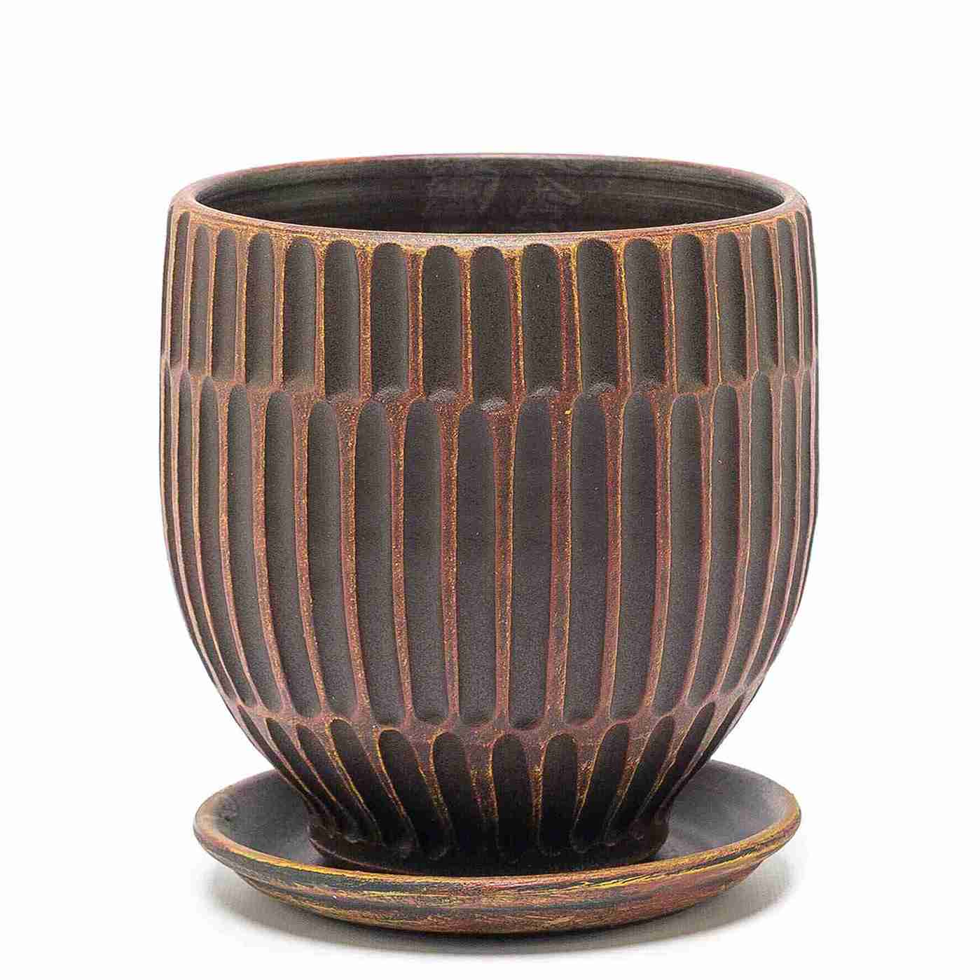 Горшок овал Ритм 15х16см 2,5л керамика, шоколад арт.663439 по цене 