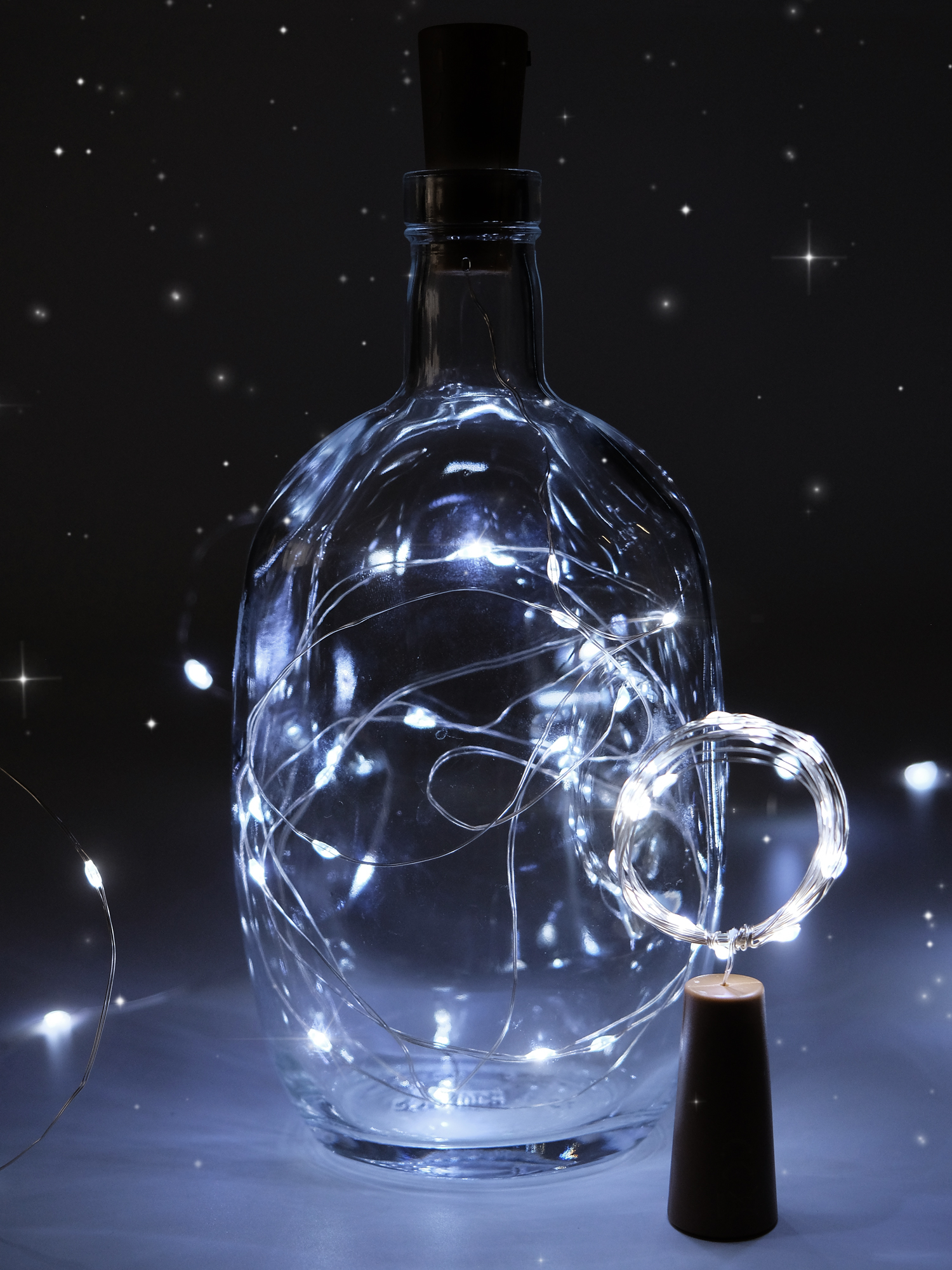 Электрогирлянд Нить ФАZА Пробки 2шт 2м 20LED ламп, холодный белый с питанием от батареек по цене 