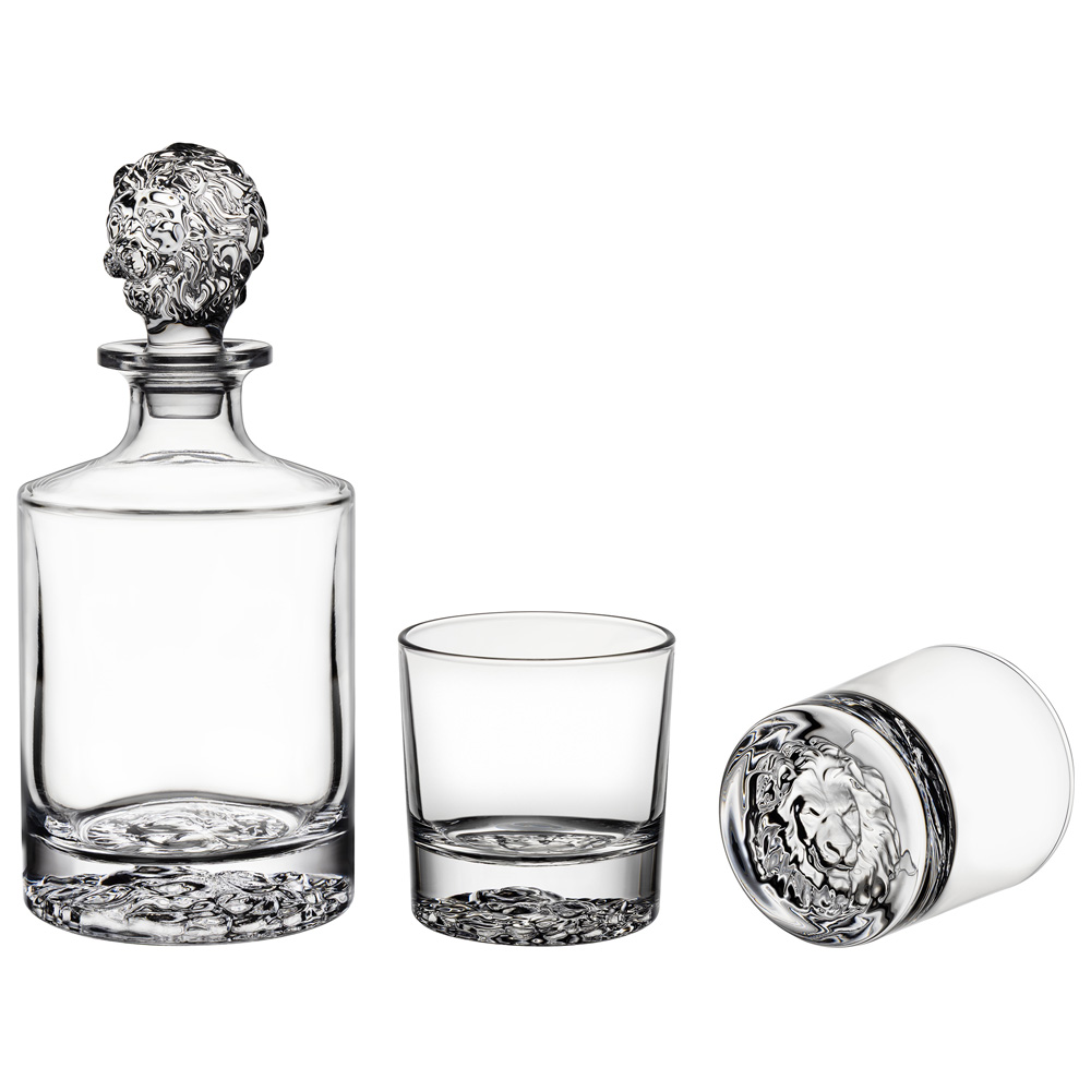 Набор для виски Лев штоф + два стакана 850мл/310мл, стекло арт.687-017 по цене 