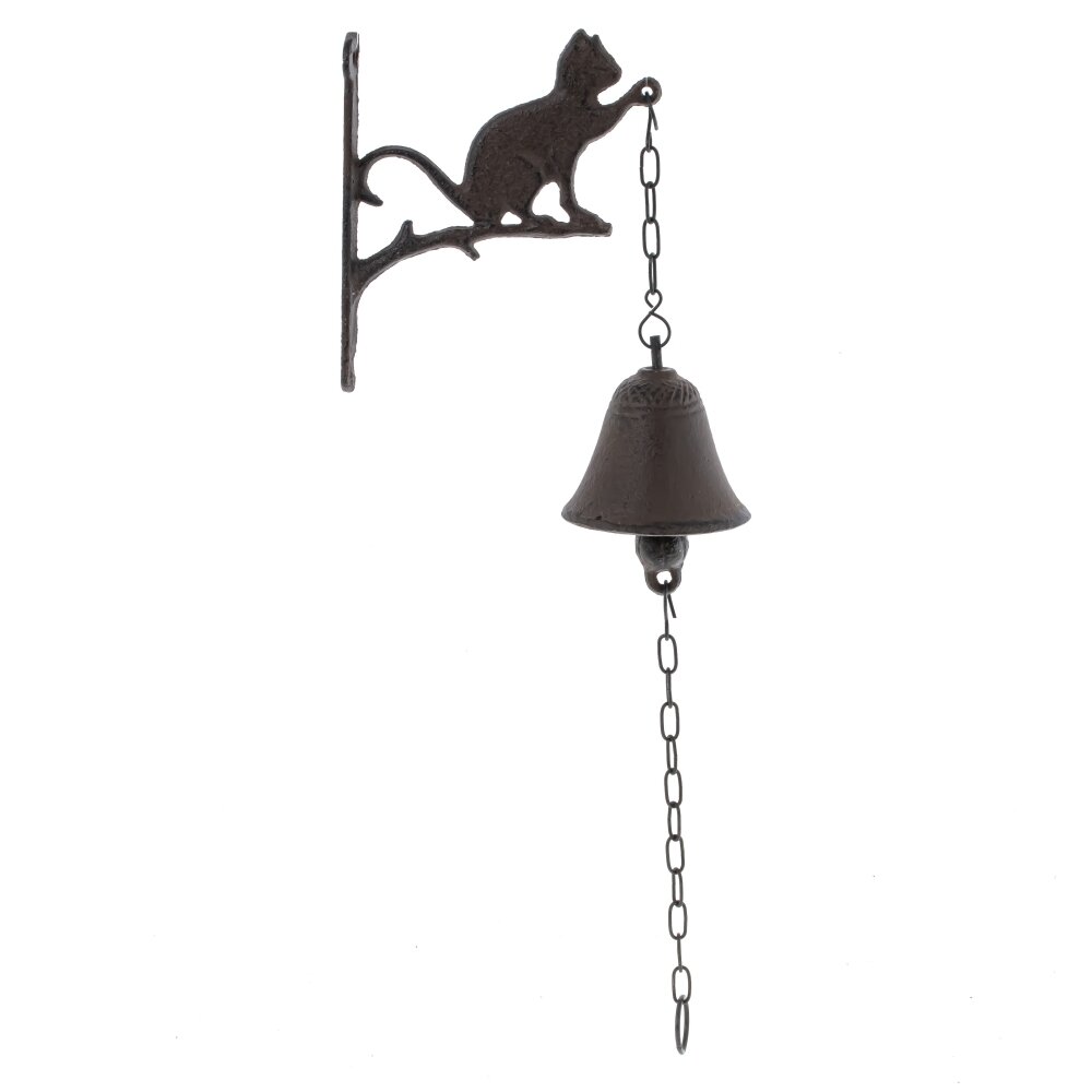 Дверной колокольчик Кошка 15,5x7,5x23см, металл арт.800279 по цене 