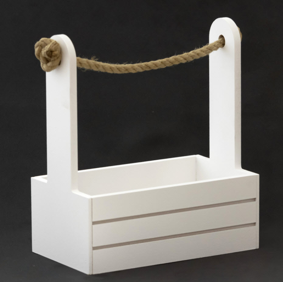 Корзина дерево 21х12х23см, белый по цене 