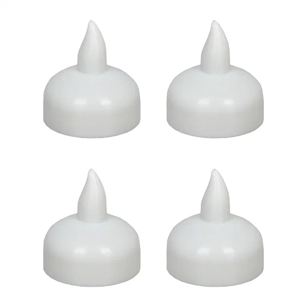 Свечи водные светодиодные, 4шт пластик белый 2х4см по цене 