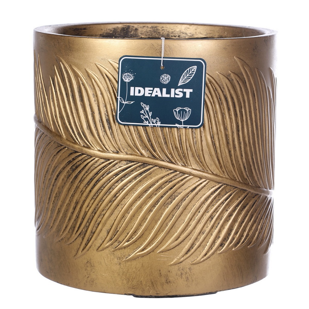 Кашпо Лист золото 23,4л 31х31см, файберстоун арт.LEAF-R-31-GL по цене 