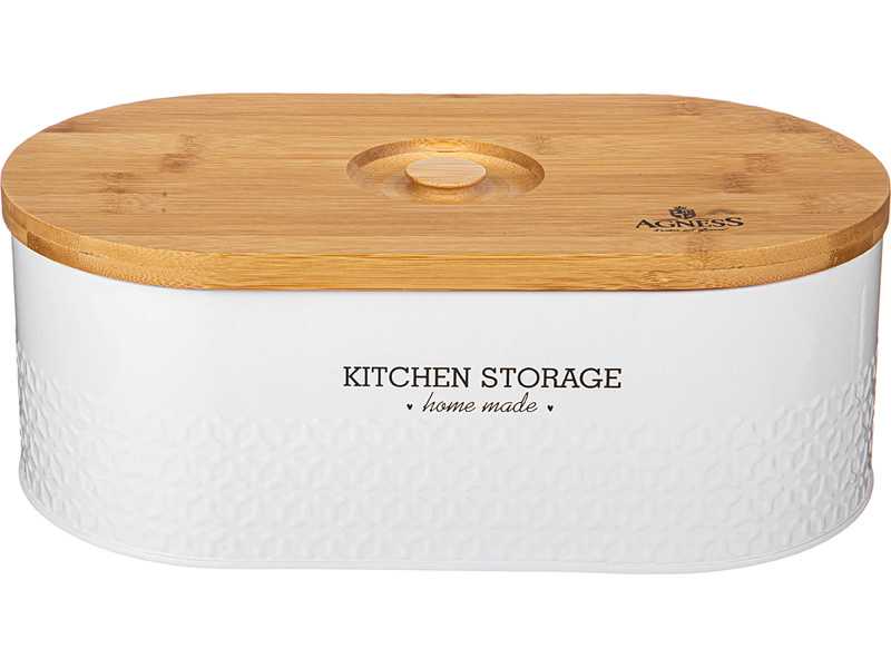 Хлебница Агнесс 33,8х18х12см, сталь/бамбук арт.938-079 по цене 