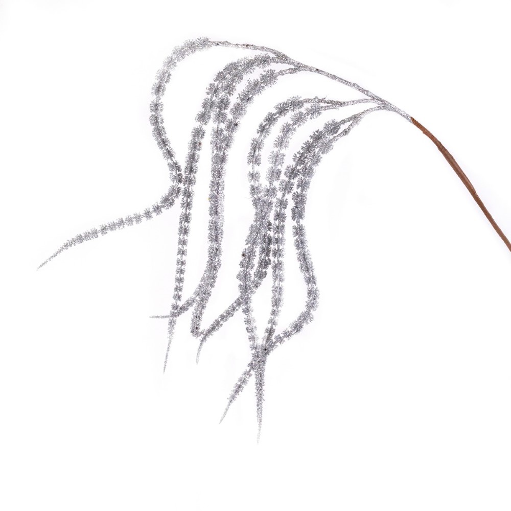 Изделие декоративное Ветка с глиттером 82см серебряный арт.к000023027 по цене 