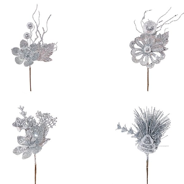 Цветок искусственный серебро 10х4 х21см полимерные материалы, металл арт.263623 по цене 