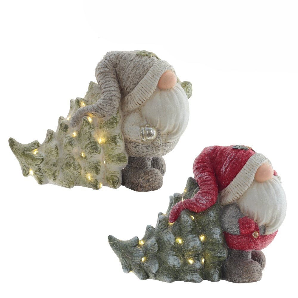 Фигурка декоративная Гном с елкой (подсветка, 3хААА, не прилаг), 39х19х30см магнезия арт.791780 по цене 