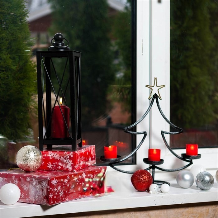 Подсвечник Елка на 3 свечи металл черный с серебром 36х10х37см по цене 