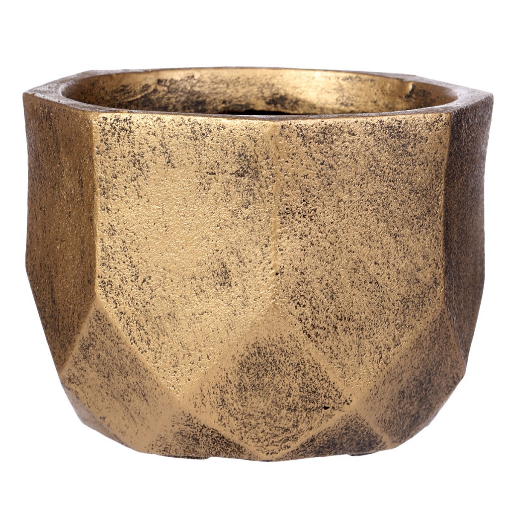 Кашпо Геометри 7л 23х17см золото 23х17см, файберстоун арт.DROUND23-GLD по цене 