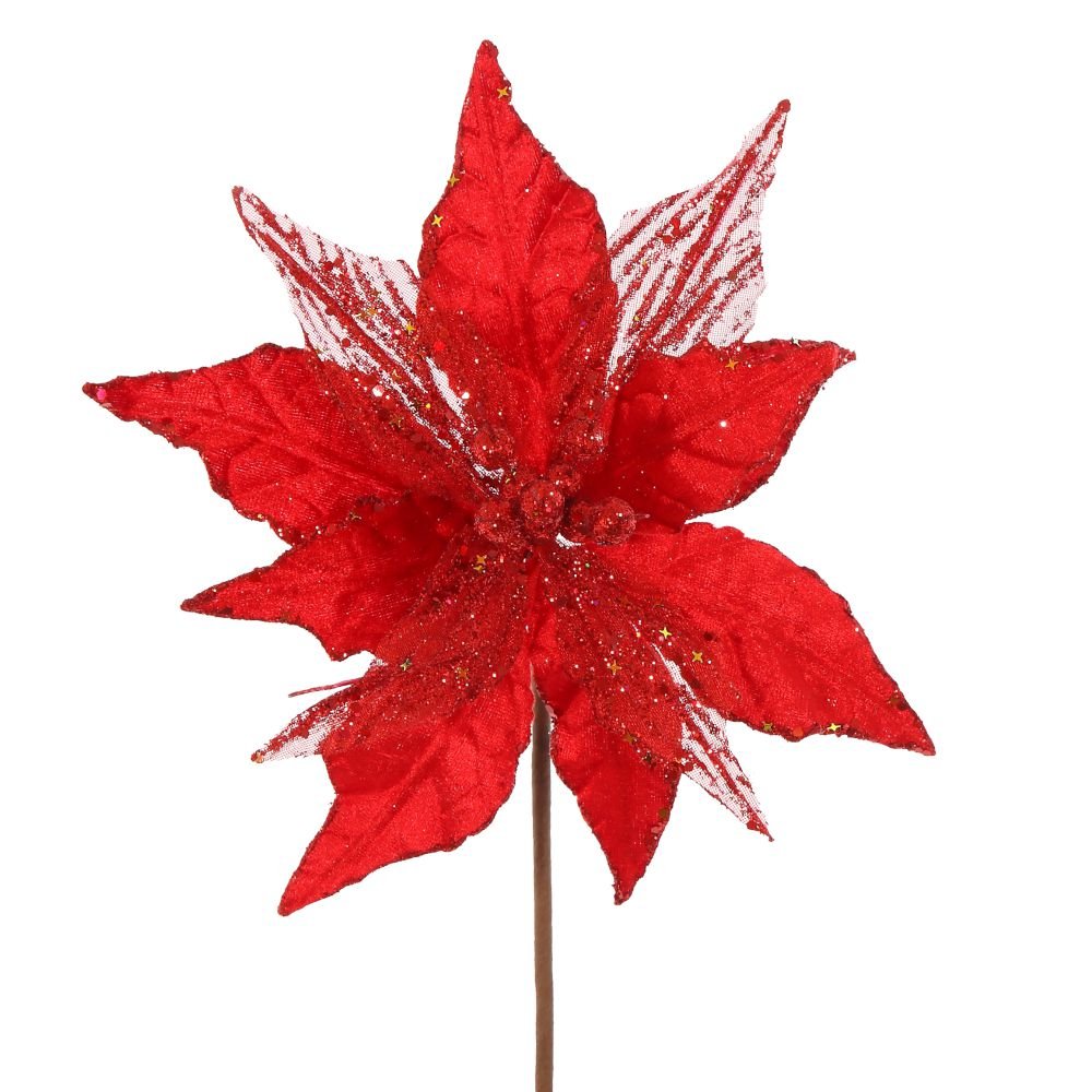 Цветок искусственный Пуансеттия красная 27х24х38см арт.755209 по цене 