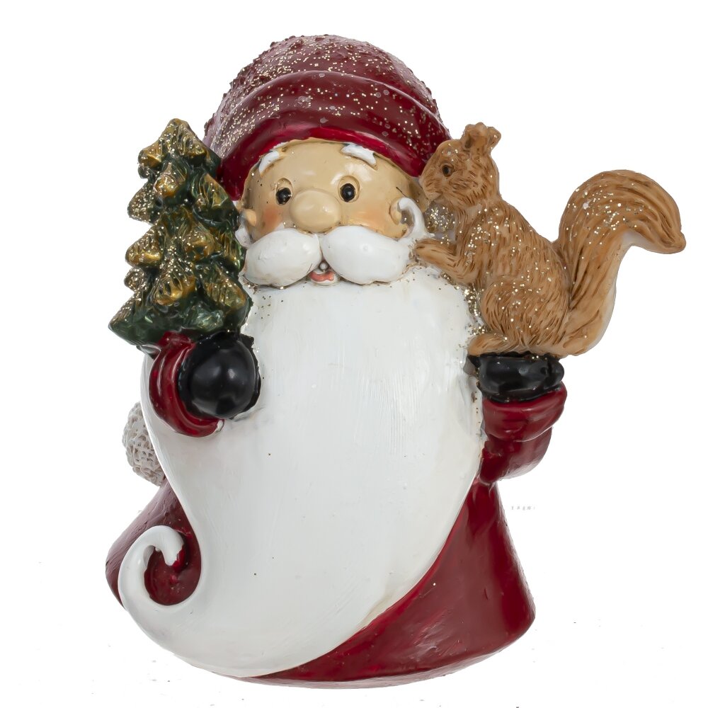Фигурка декоративная Дед Мороз с елочкой и белочкой 8х5,5х8см полимерные материалы арт.791682 по цене 