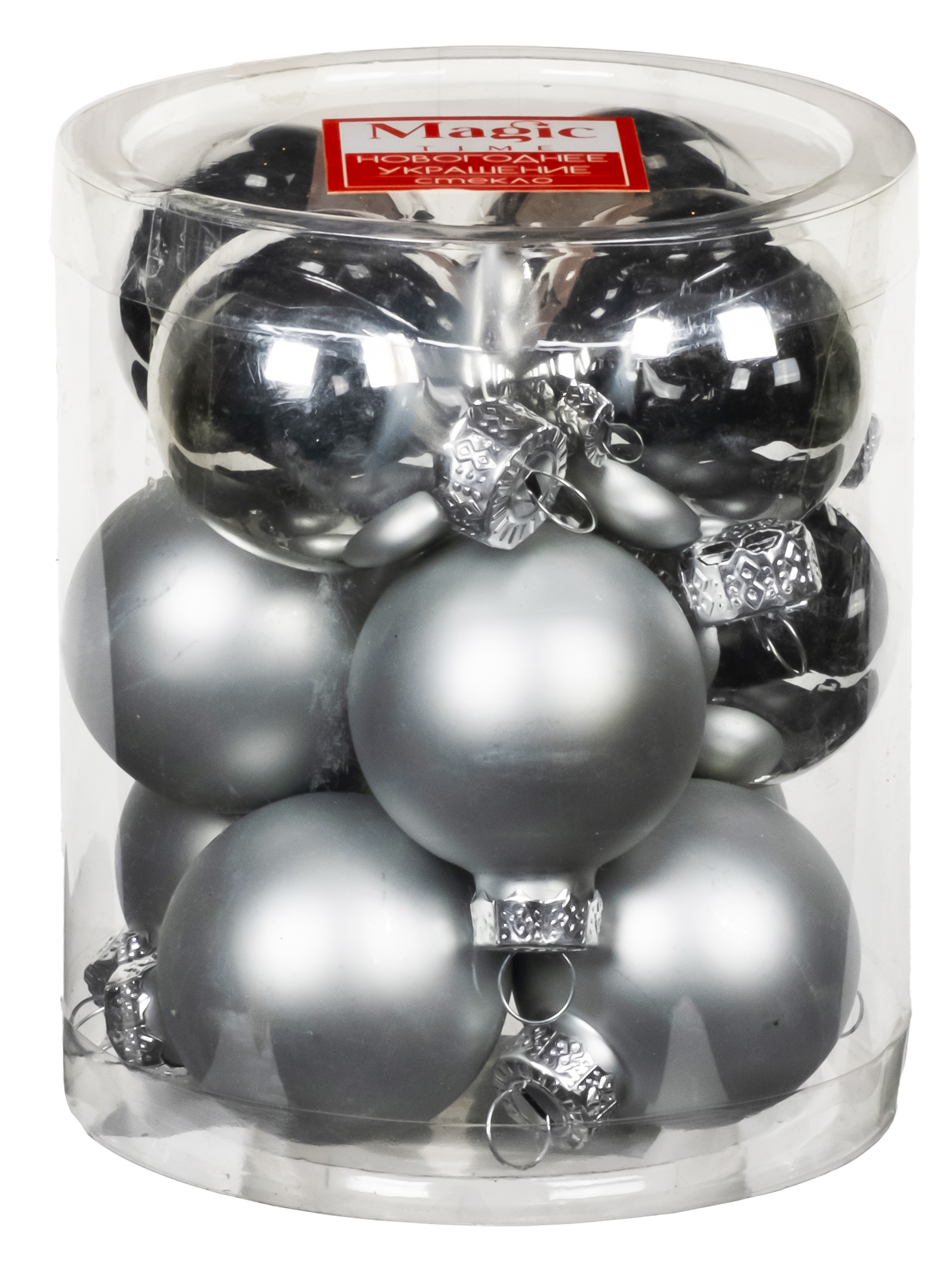 Украшение новогоднее Шар серебро набор 12шт 4x4x4см, стекло арт.92666 по цене 