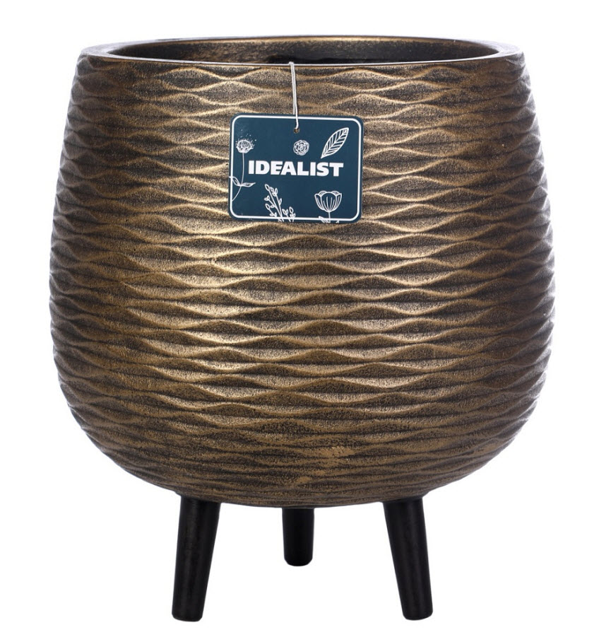 Кашпо Паттерн 44л с подставкой, файберстоун, золотистое 42х47см арт.WWAVE-RND-42-GLD по цене 