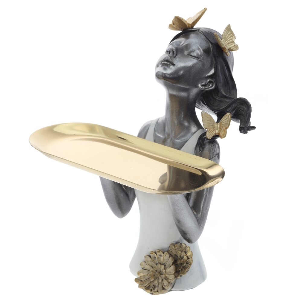 Фигурка декоративная Девочка с подносом 22,5х14,5х28см арт.797391 по цене 