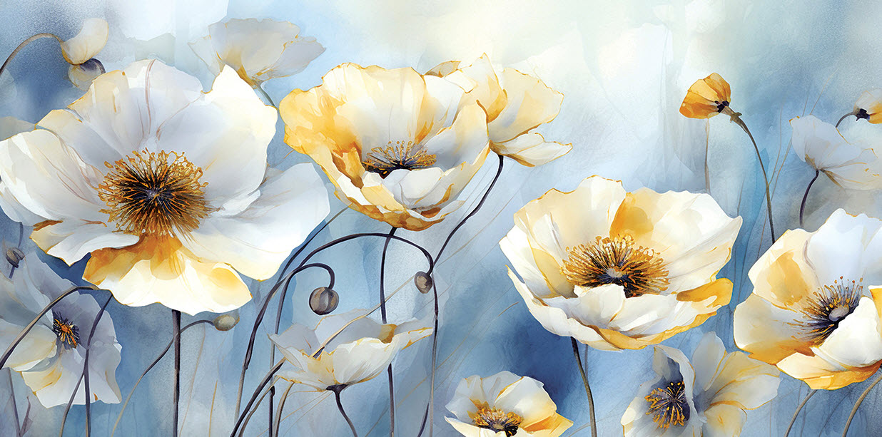 Картина - репродукция Голубые цветы 50х100см арт.8Л4026 по цене 